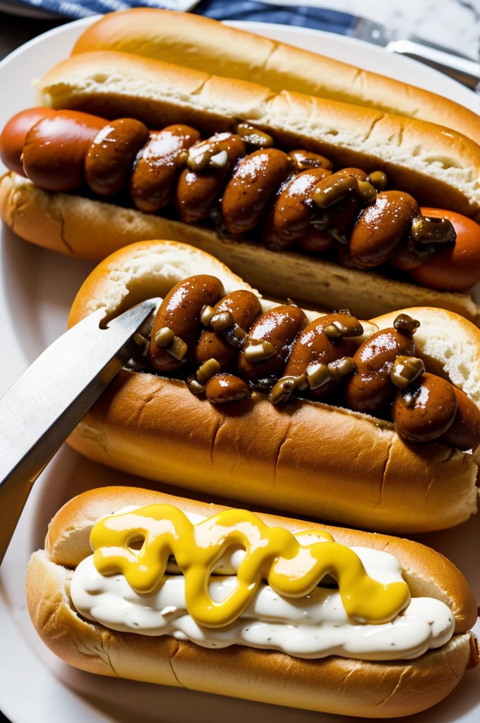Create an ant on top of a hot dog