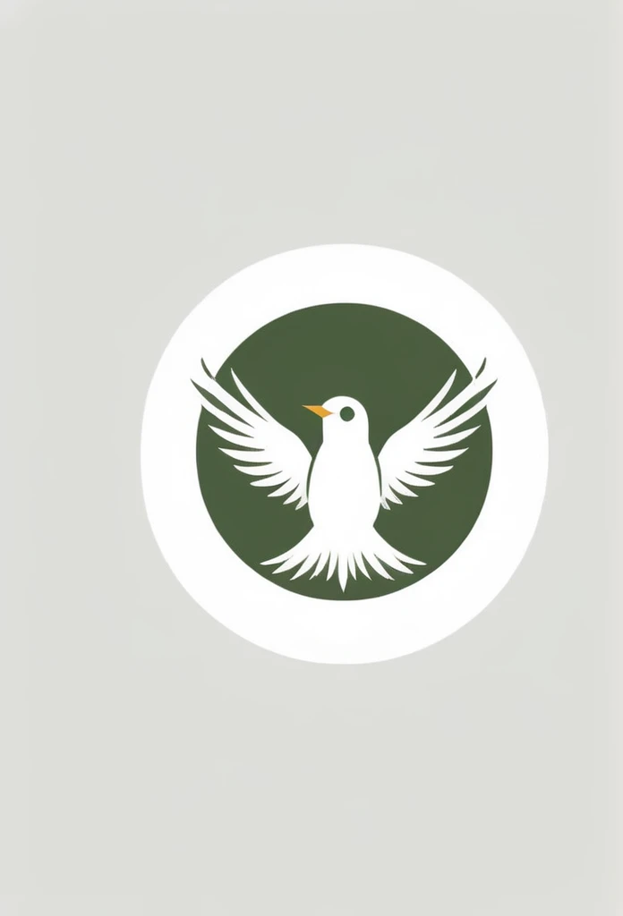 The company logo color is moss green, a lush forest、nature、forest、Healing、peace of mind、A logo of small birds flapping their wings. A very cool design. Chic and modern design. Monotone background is pure white.