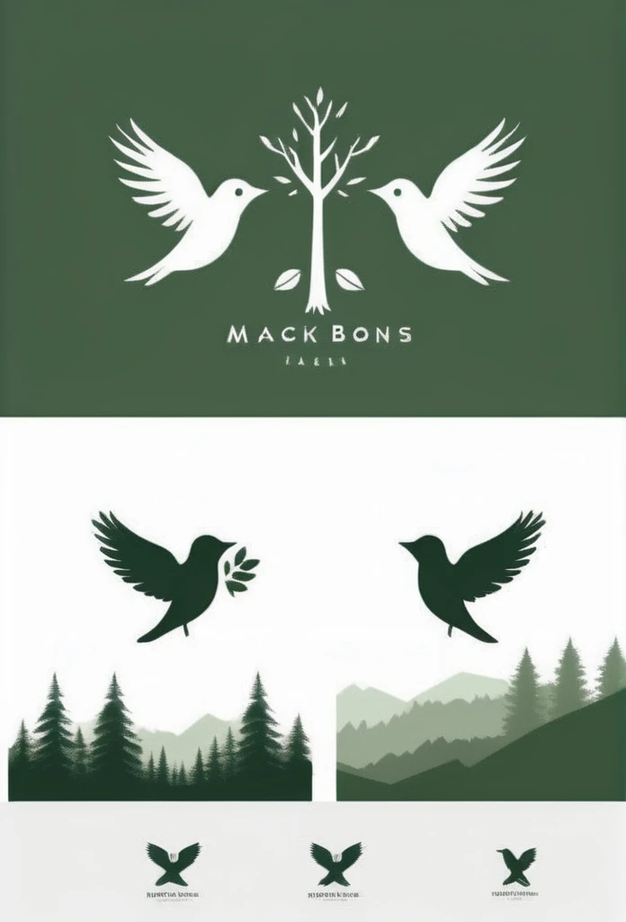 Corporate Logos
The color is moss green
Rich forest, nature, forest, healing, peace of mind, flapping little birds logo
Pretty cool design
chic and modern design
monotone
The background is white