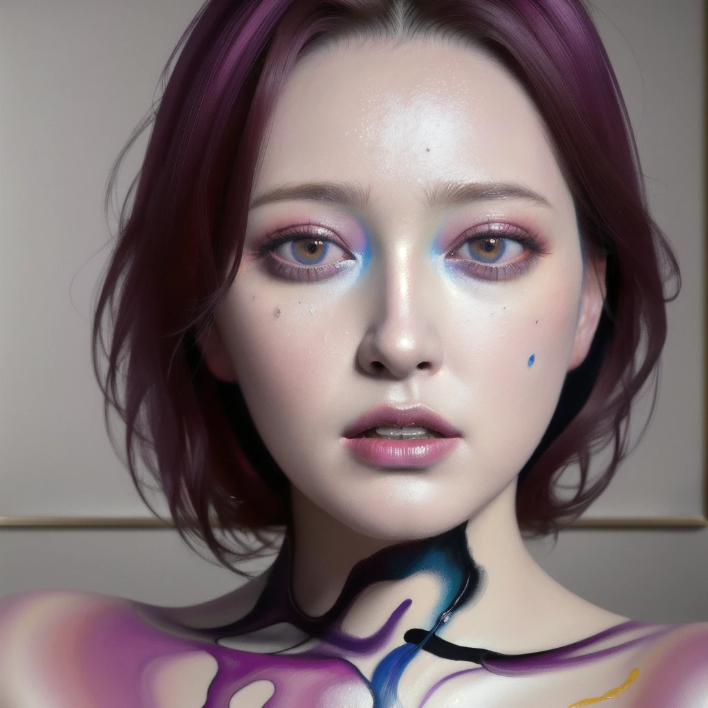 Android Beauty, Powerful paintings inspired by Francis Bacon, Ultra-realistic surrealism, Hyperrealism, fear, art, hyper real painting, Realistic illustration painting, カラフルなHyperrealism, Hyper-realistic digital art