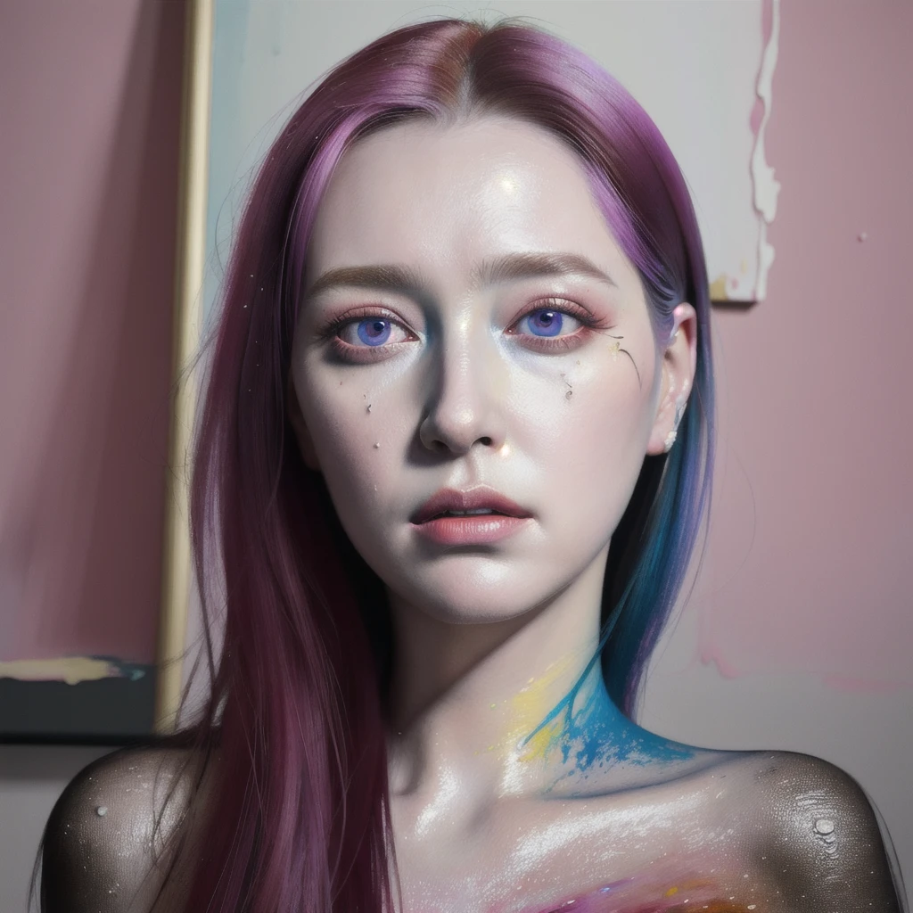 Android Beauty, Powerful paintings inspired by Francis Bacon, Ultra-realistic surrealism, Hyperrealism, fear, art, hyper real painting, Realistic illustration painting, カラフルなHyperrealism, Hyper-realistic digital art