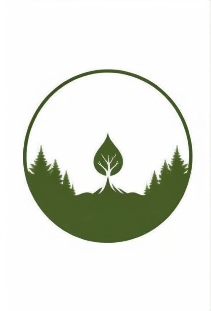 The company logo color is moss green, a lush forest、nature、forest、Healing、peace of mind、A logo of cuddling. A very cool design. Chic and modern design. Monotone. The background is pure white.