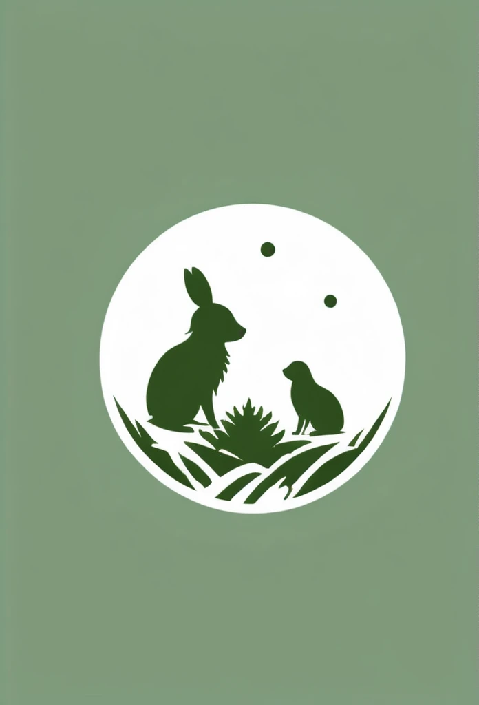 The company logo color is moss green, a lush forest、nature、forest、Healing、peace of mind、A logo of cuddling. A very cool design. Chic and modern design. Monotone. The background is pure white.