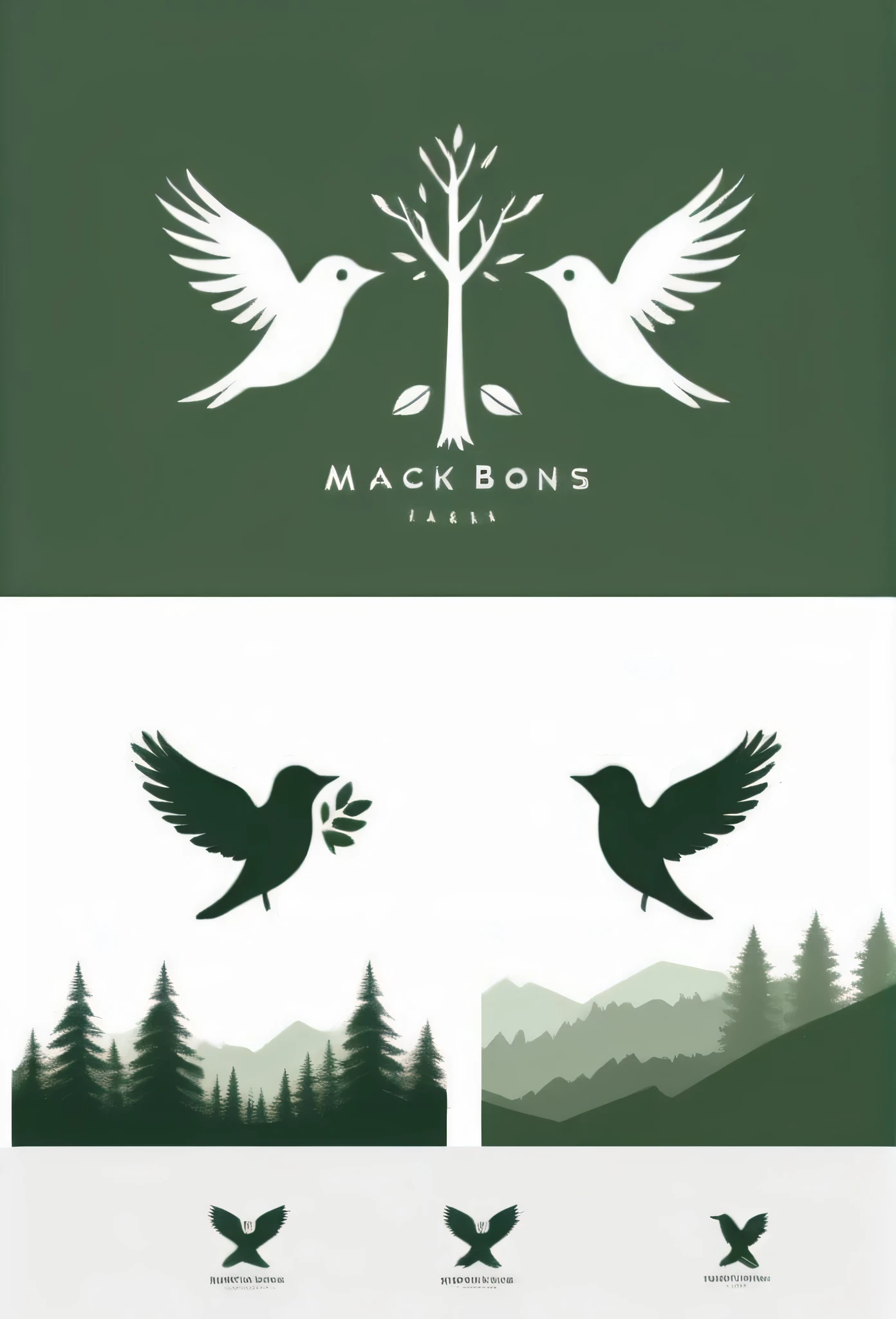 Corporate Logos
The color is moss green
Rich forest, nature, forest, healing, peace of mind, flapping little birds logo
Pretty cool design
chic and modern design
monotone
The background is white