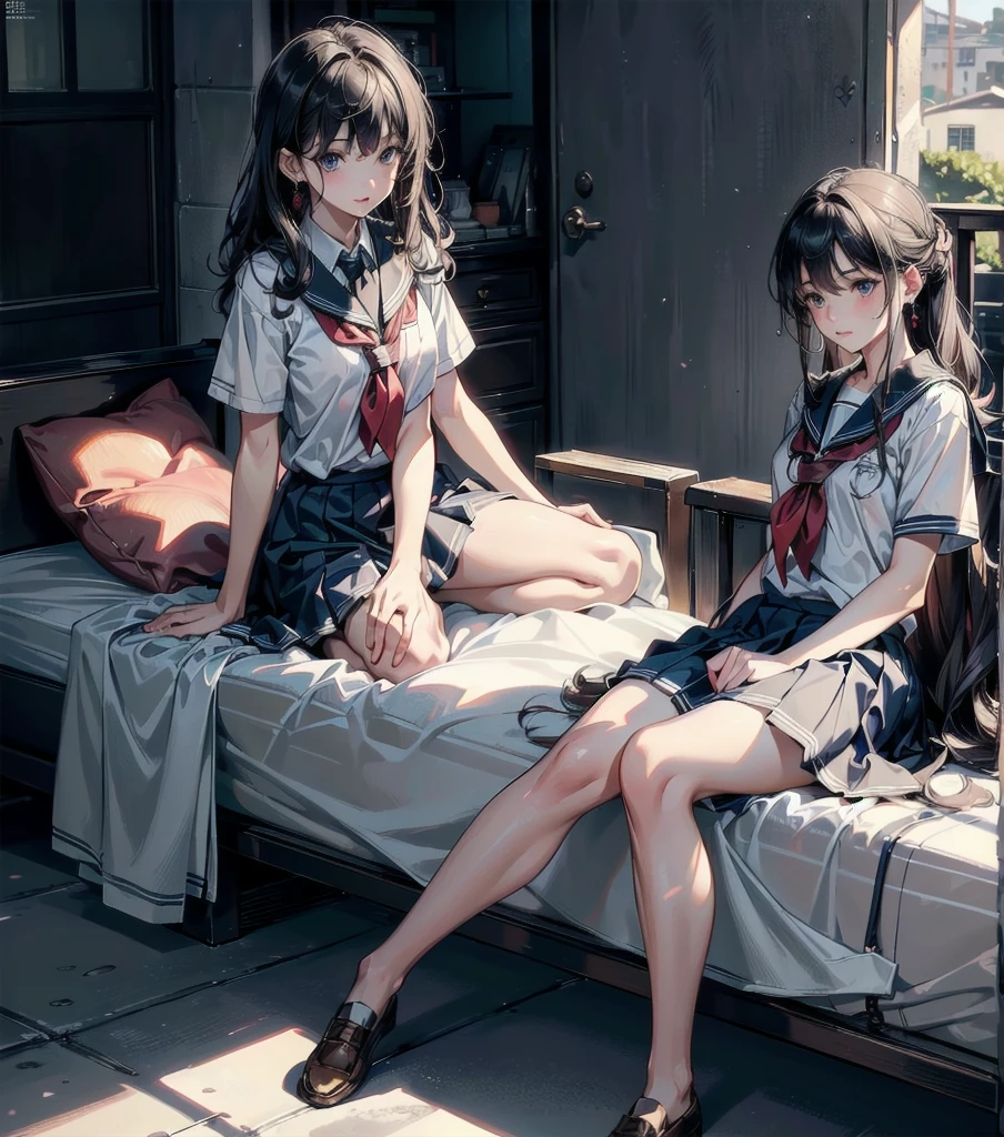 absurdres, RAW photo, extremely delicate and beautiful, masterpiece, Best Quality, ultra high resolution, 32k, hyperrealistic, ultra-detailed, in her 20s, delicate facial features, tearful mole, earring, medium breasts, full body shot, shorter middle hair, black hair, golf uniform, shirt, shorts,