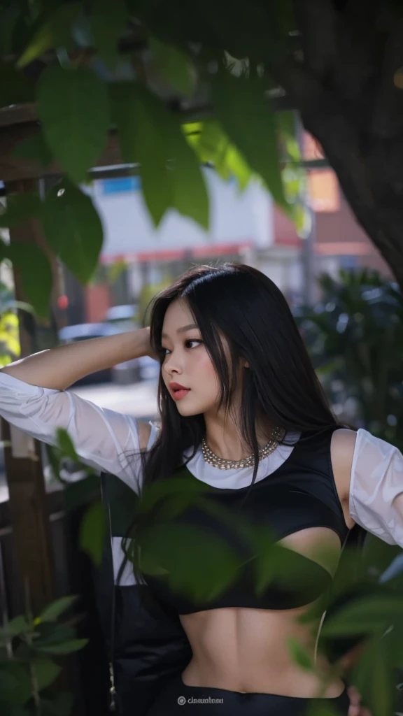 Jennie with breasts and tight dress