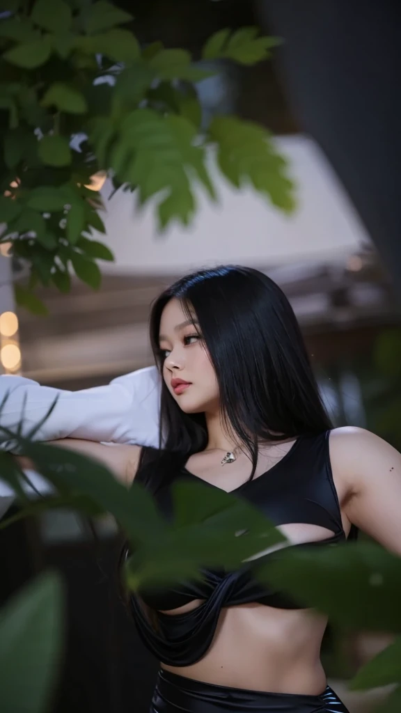 Jennie with breasts and tight dress