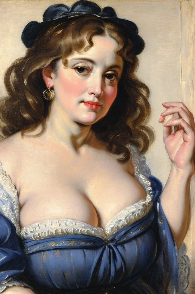portrait painting of a thick Beautiful middle aged woman, extremely gorgeous , by Peter Paul Rubens, in Peter Paul Rubens style, by Caravaggio, intricate, flawless, masterpiece, Best quality, 