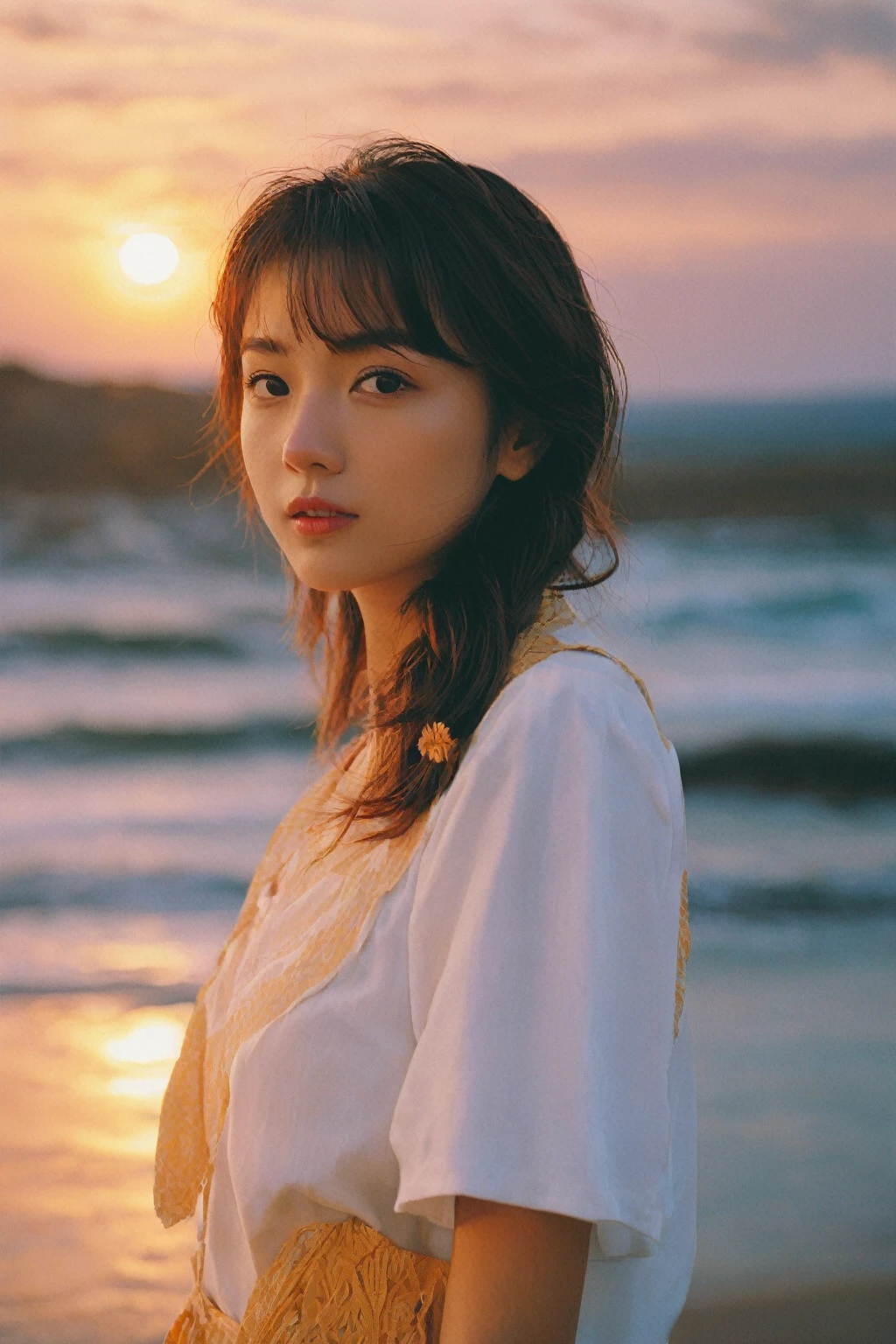 xxmixgirl, 1girl sunset detailed, surreal dramatic lighting shadow (lofi, analog, kodak film) by Brandon Woelfel Ryan McGinley