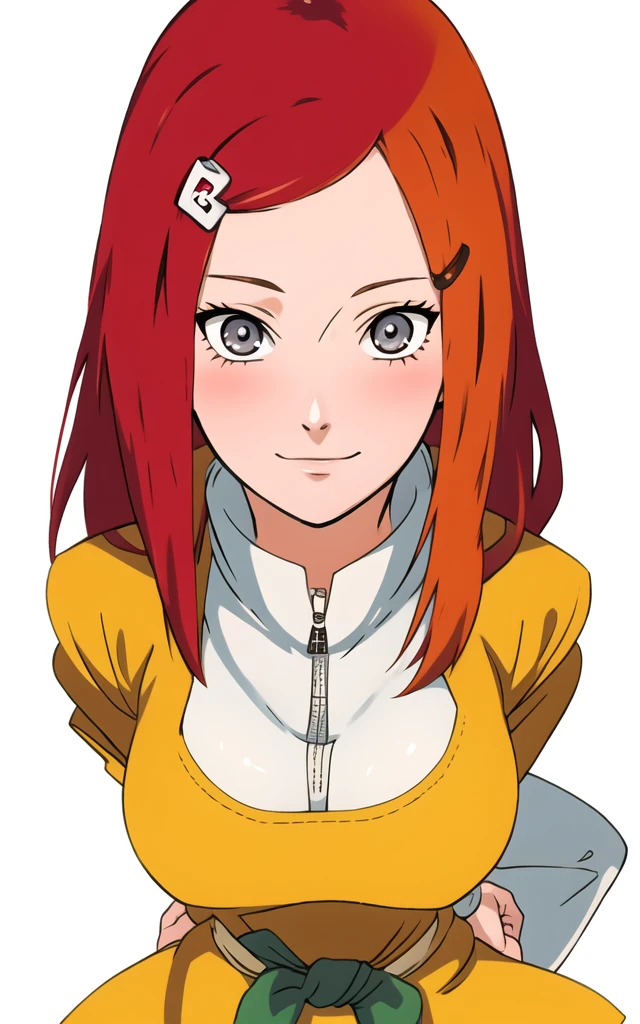 full body, uzumaki kushina, Kushina Uzumaki, masterpiece, high quality, UHD Quality, 4k Quality, perfect, perfection, perfect all,
long red hair, hair ornament, swept bangs, gray eyes, hairclip, perfect face, perfect body, perfect hair, expressive eyes, Soft smile, perfect waist, blushing, naked