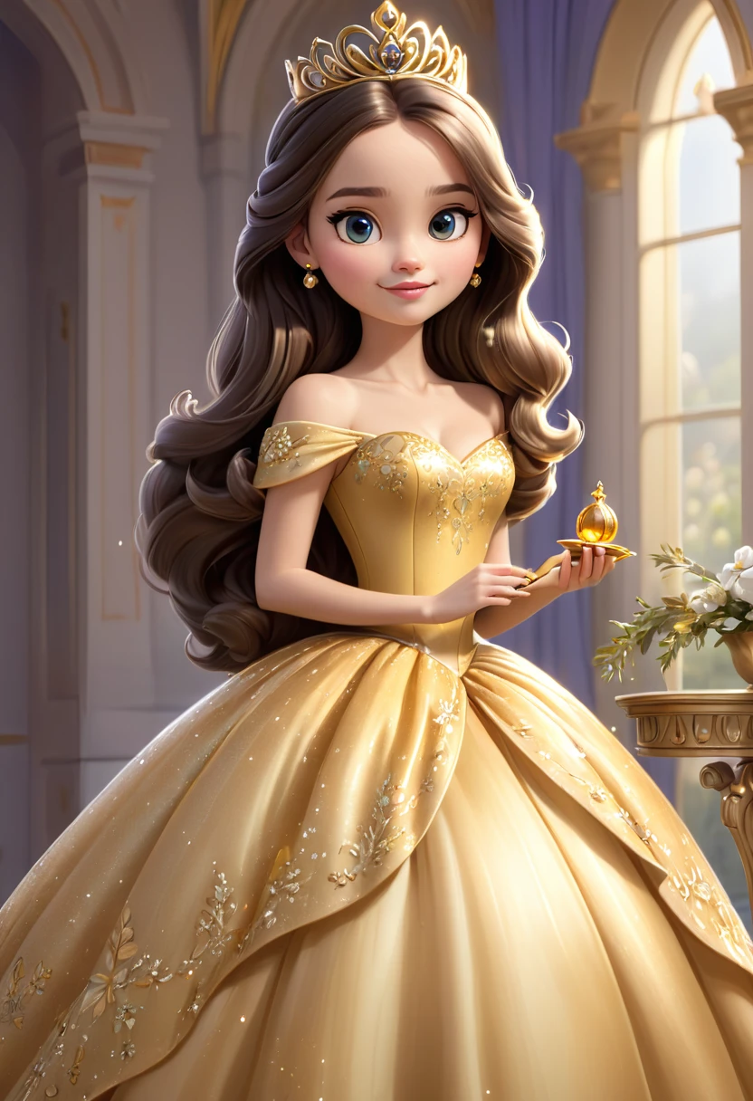 Miss princess with golden dress, princess sofia style