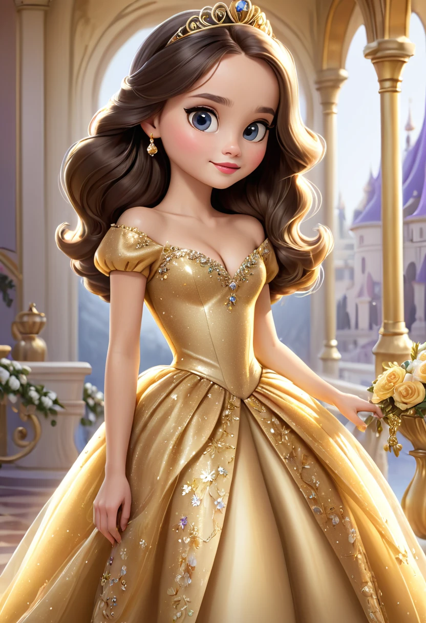 Miss princess with golden dress, princess sofia style