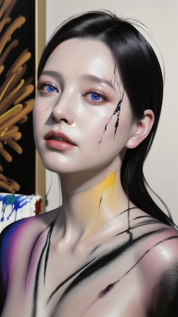 Android Beauty, Powerful paintings inspired by Francis Bacon, Ultra-realistic surrealism, Hyperrealism, fear, art, hyper real painting, Realistic illustration painting, カラフルなHyperrealism, Hyper-realistic digital art