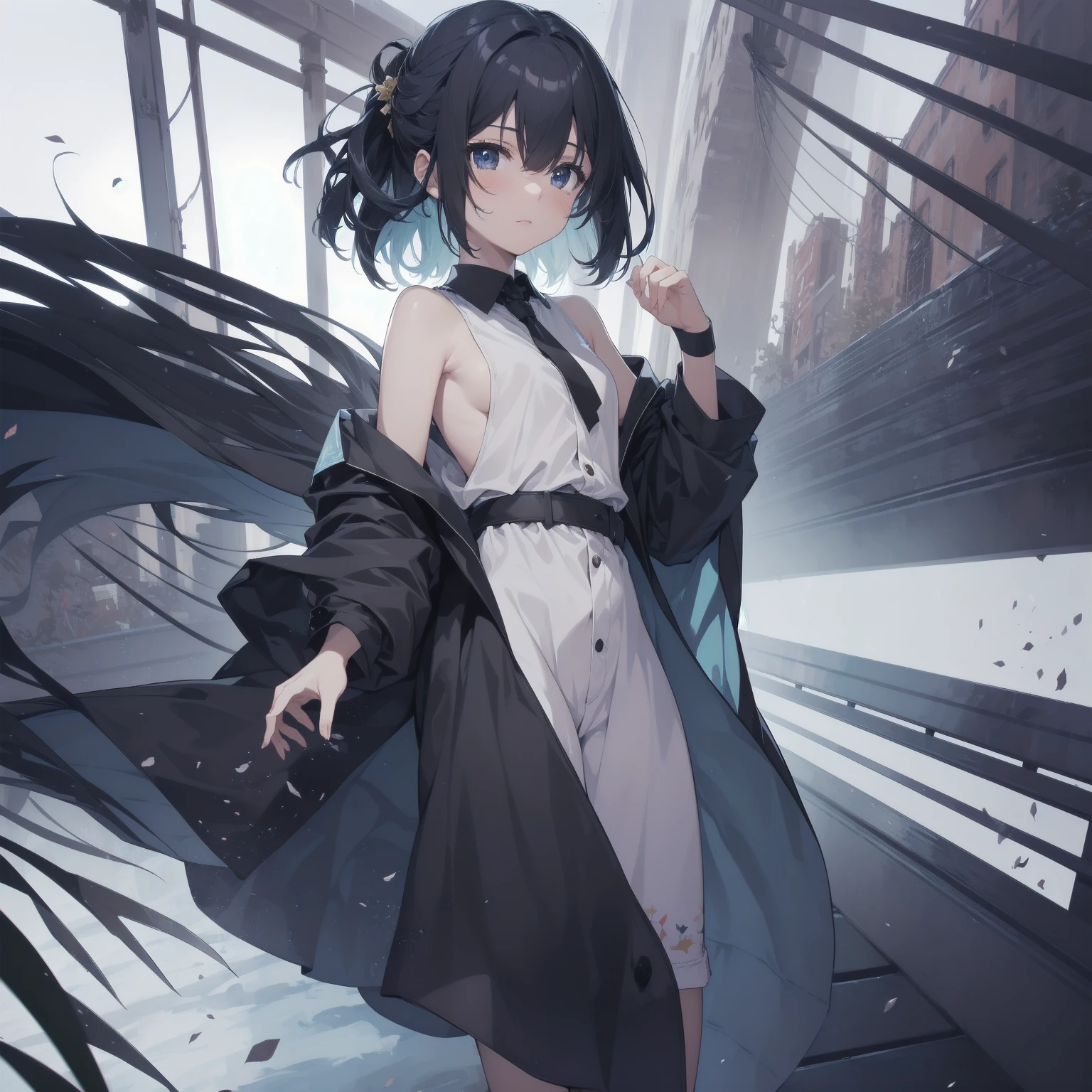 ultra-absurdres-Top quality by artist God, ultra-detailed, high resolution, anime moe artstyle, best anime 8k konachan wallpaper, pixiv contest winner, pool:2810, perfect anatomy,break, 1girl, (Please draw a girl walking sleepily to fantasy world alone. )break,(Solo,tomboy, dark-skinned female, 9--old:),Full limbs, complete fingers,monk, (short hair, low ponytail), flat chest, , small butt, small black eyes, beautiful detailed eyes, well-proportioned iris and pupils, expressive eyes, highres detailed hair, soft expression, short shorts,(Detailed Lighting), (Detailed background), in the fantasy. break,super detailed skin, Best cinematic lighting powered by famous artist, 8k,beauty illustration,photoshop_(medium),very aesthetic,break,((artist:null_(nyanpyoun) )), artist:clamp ,artist:carnelian ,artist:kantoku ,