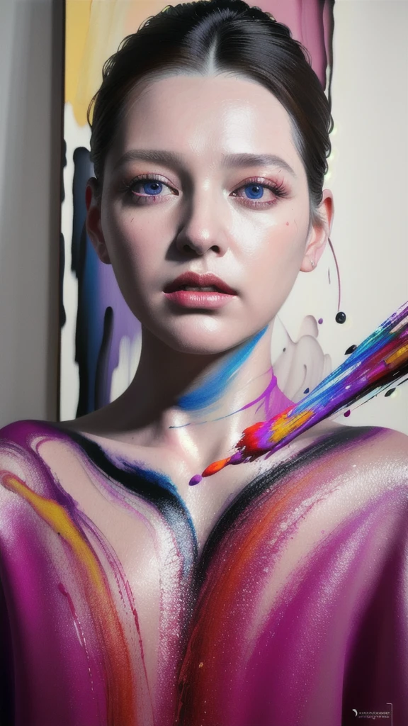 Android Beauty, Powerful paintings inspired by Francis Bacon, Ultra-realistic surrealism, Hyperrealism, fear, art, hyper real painting, Realistic illustration painting, カラフルなHyperrealism, Hyper-realistic digital art