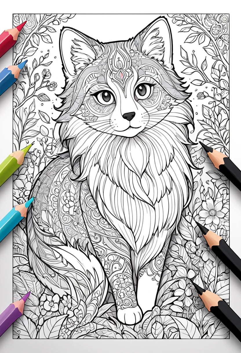 complete image within a margin around the image, leave indentation margin on a coloring page with a random animal coloring in black and white, Coloring book outline, Detailed line art, clean coloring book page, stylized lines, art outline, detailed drawing in 4k, line art coloring page, detailed art, hyper Detailed line art, detailed digital drawing, Coloring Pages, coloring pages, extremely fine linear ink iamgen when centered