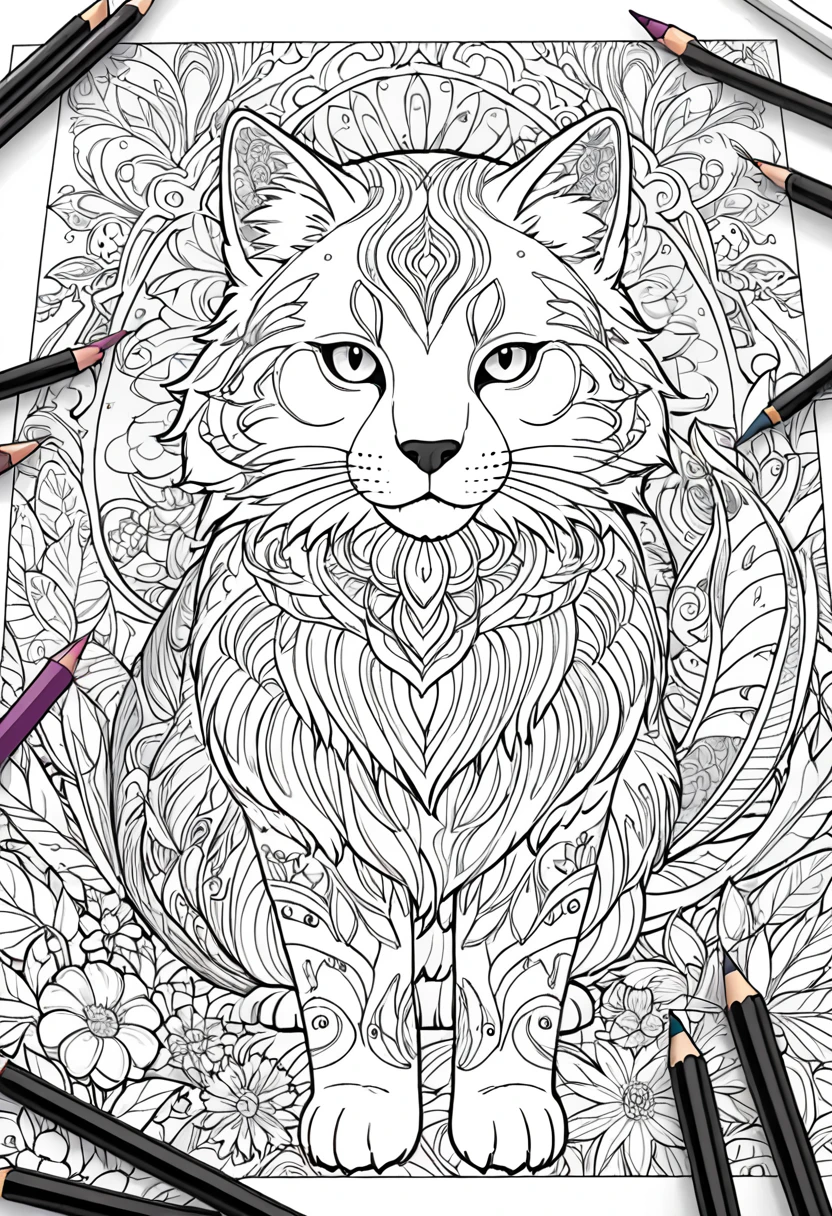 complete image within a margin around the image, leave indentation margin on a coloring page with a random animal coloring in black and white, Coloring book outline, Detailed line art, clean coloring book page, stylized lines, art outline, detailed drawing in 4k, line art coloring page, detailed art, hyper Detailed line art, detailed digital drawing, Coloring Pages, coloring pages, extremely fine linear ink iamgen when centered