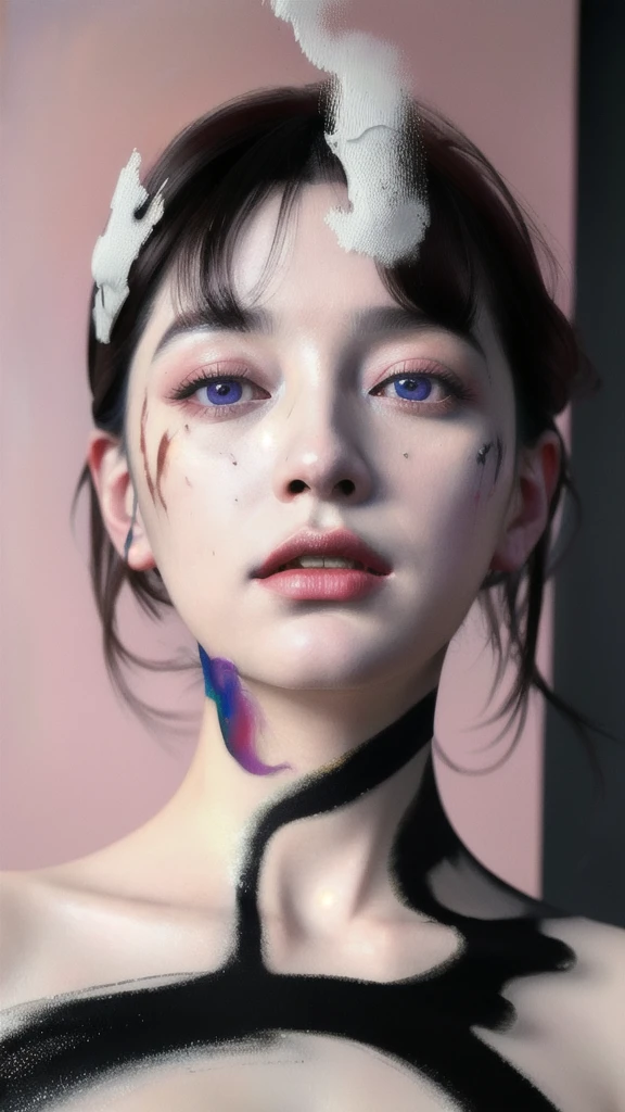 Android Beauty, Powerful paintings inspired by Francis Bacon, Ultra-realistic surrealism, Hyperrealism, fear, art, hyper real painting, Realistic illustration painting, カラフルなHyperrealism, Hyper-realistic digital art