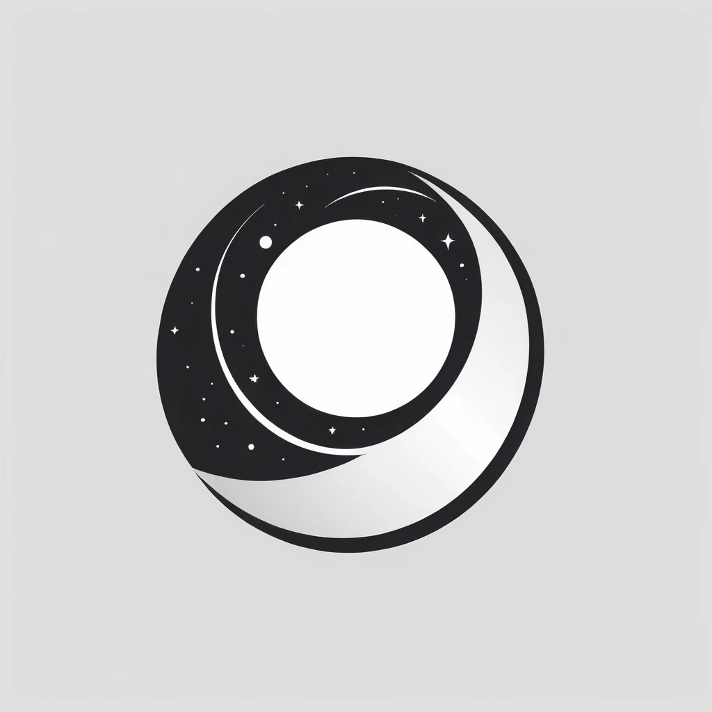 moon logo design. with a geometric style, flat, without color gradations, with neat shapes in black and white, monochrome