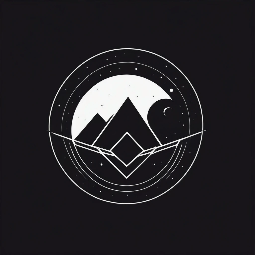 moon logo design. with a geometric style, flat, without color gradations, with neat shapes in black and white, monochrome