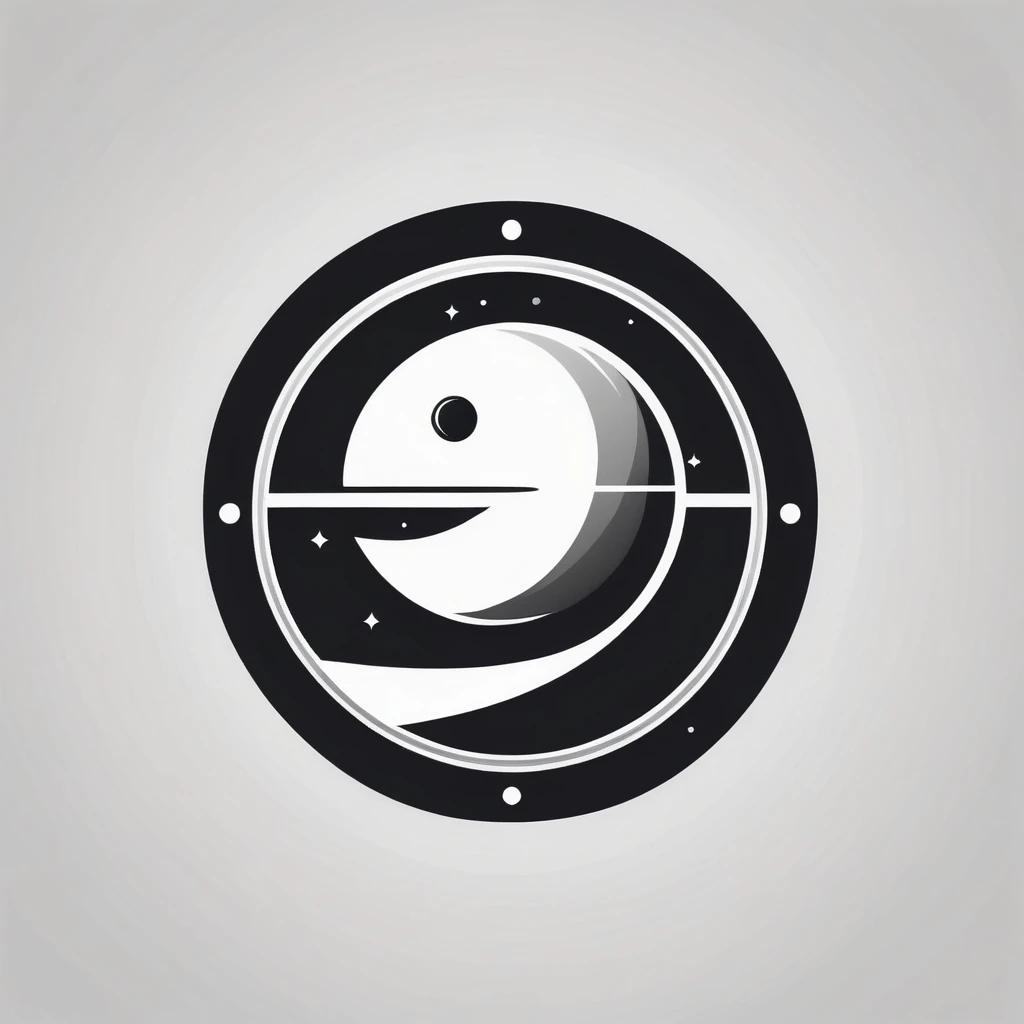 moon logo design. with a geometric style, flat, without color gradations, with neat shapes in black and white, monochrome