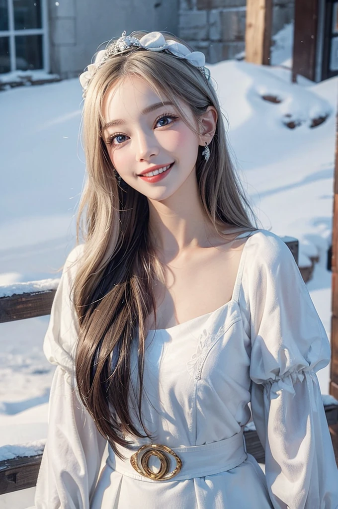 Highest quality, masterpiece, look up, Upper Body, cute, snow white, smile