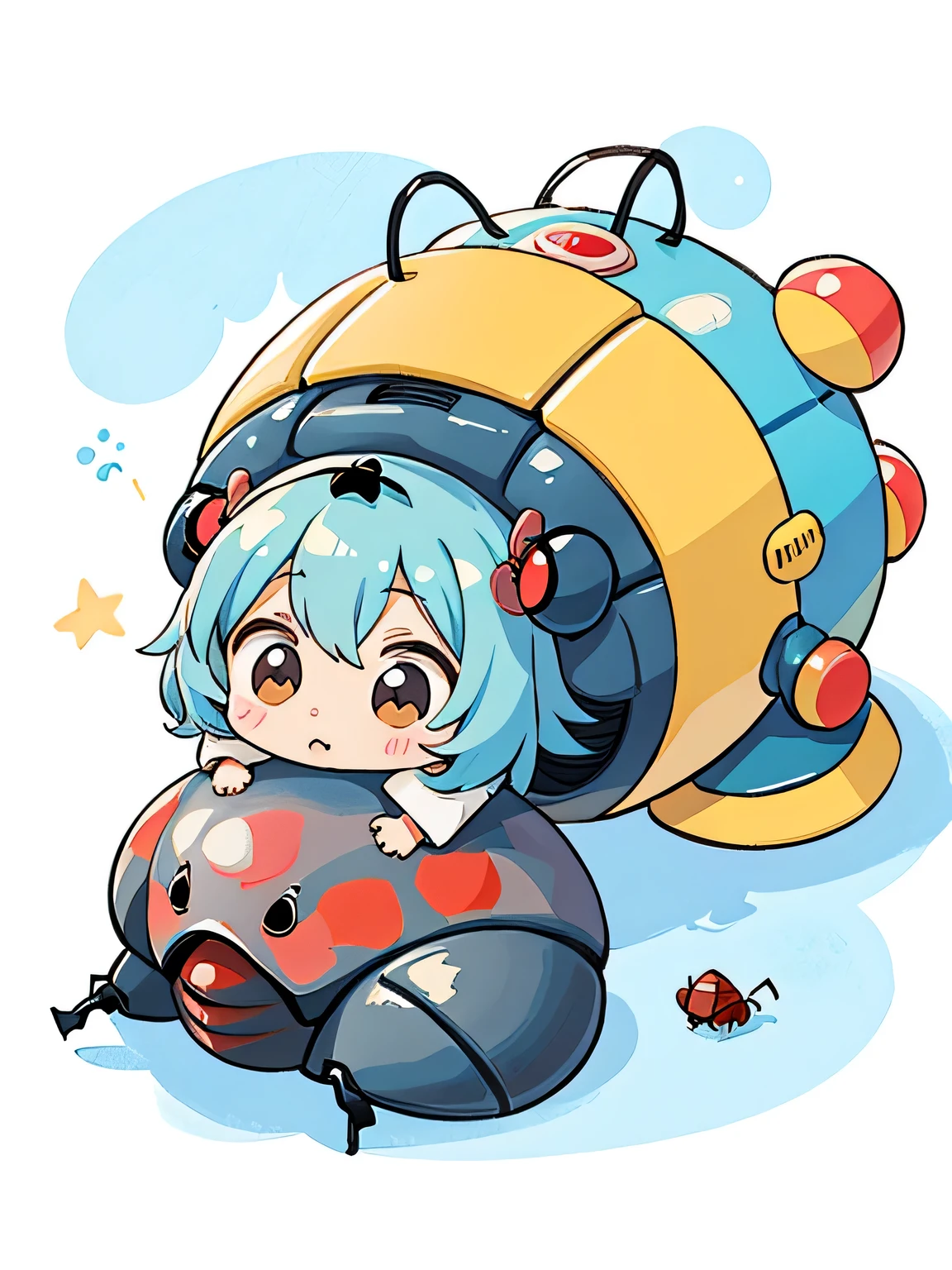 Black Star Red and Whitestyle, Kawaii Design, The most beautiful girl of all time、chibi, ((Colorful pillbug))、トトロの森、