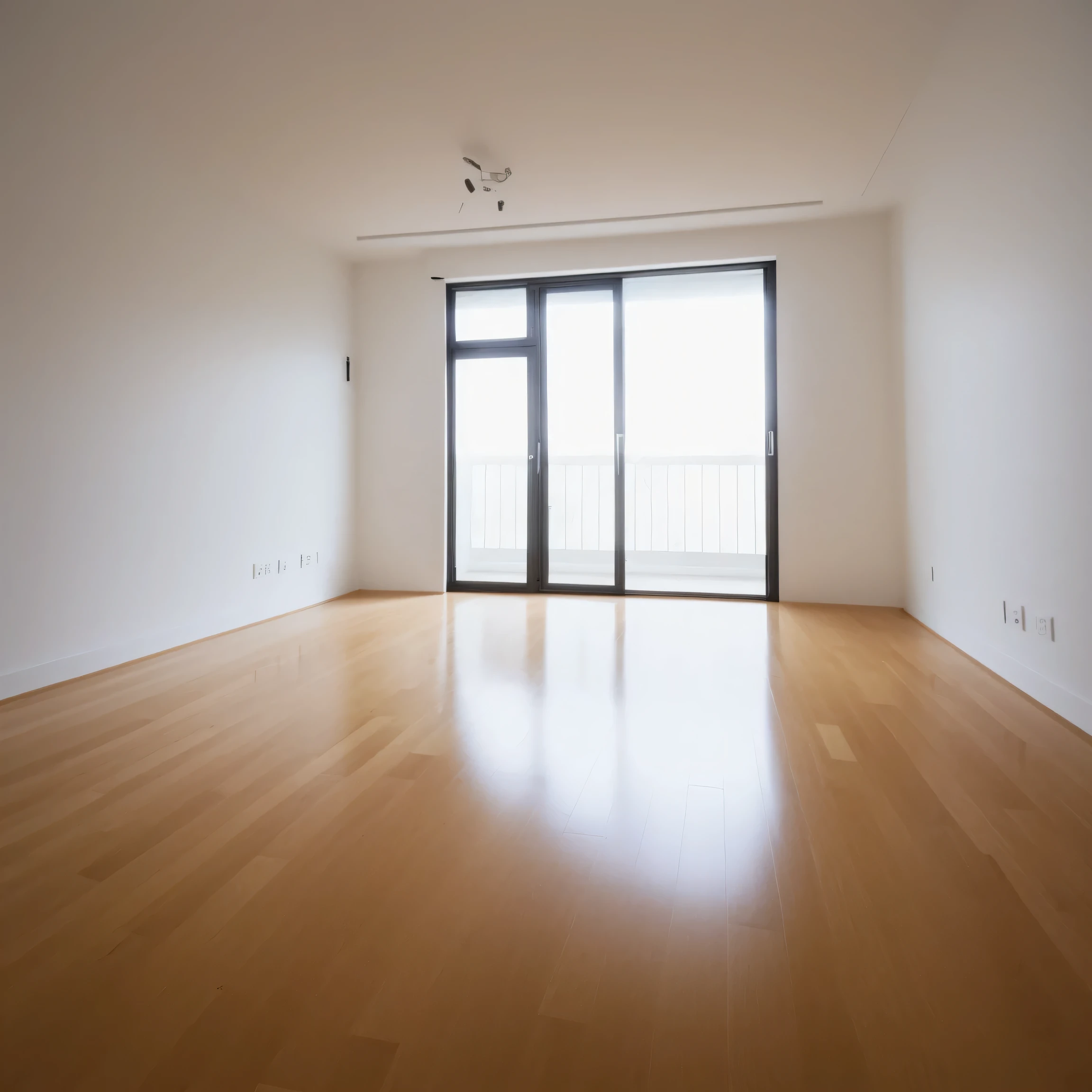 Minimalist and modern empty room。One-room apartment for single people。Apartment Room。Availability。Flooring。It's a room with white walls.。The room is bright and bright.、Natural light comes in through the windows。