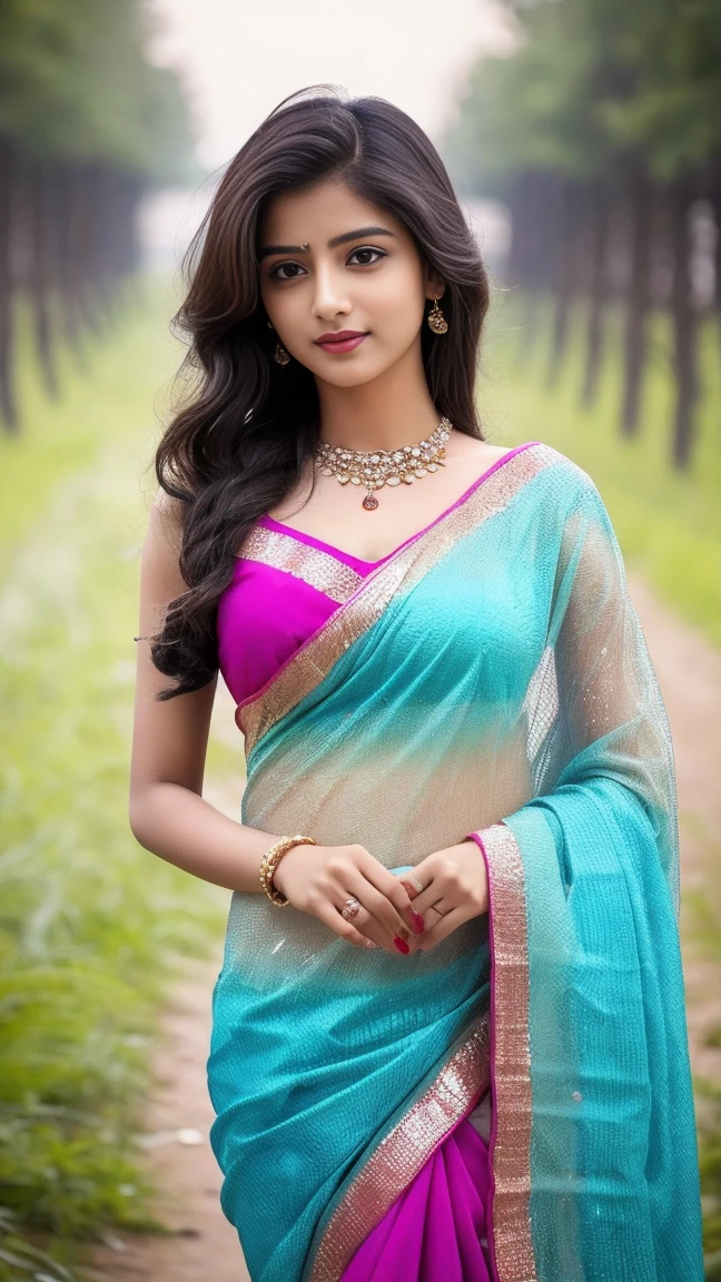 Young Indian girl in beautiful saree romantic poses 8k hyperrealstic full detailed