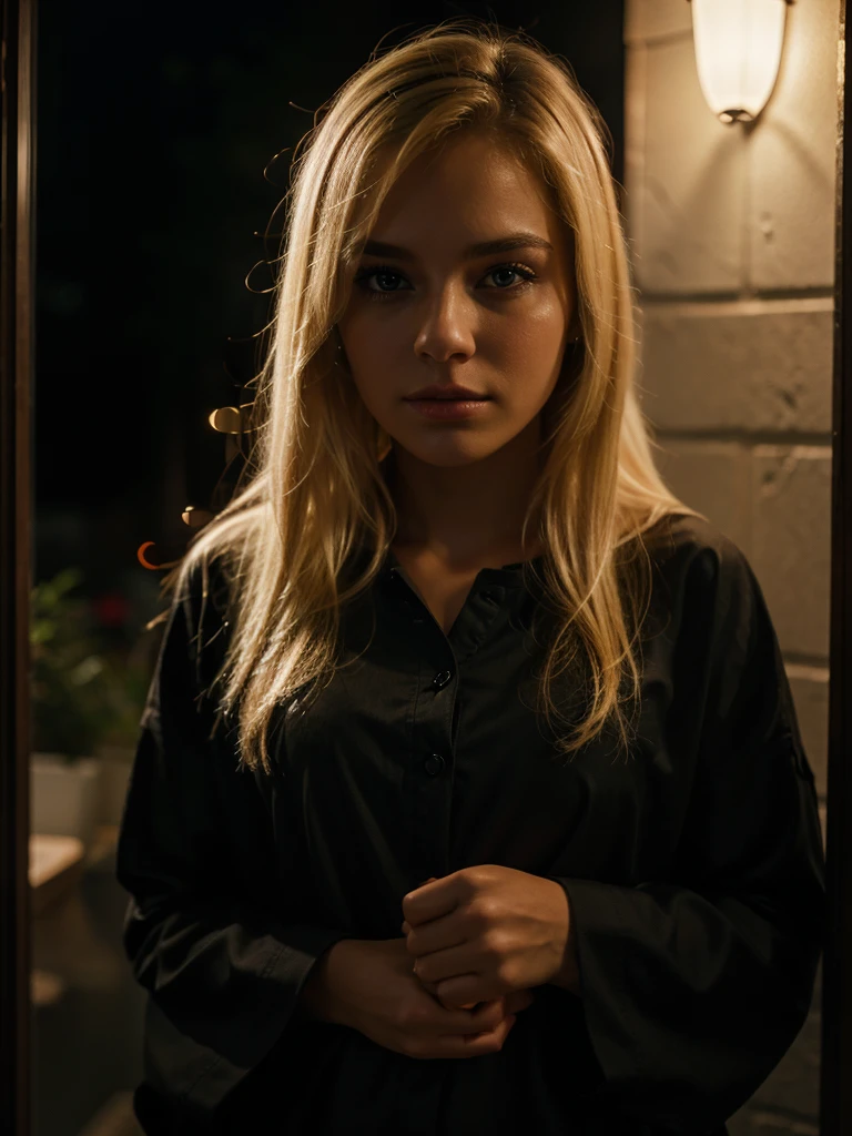 Best quality, 4K picture quality, Night's Solitude blonde girl clotches