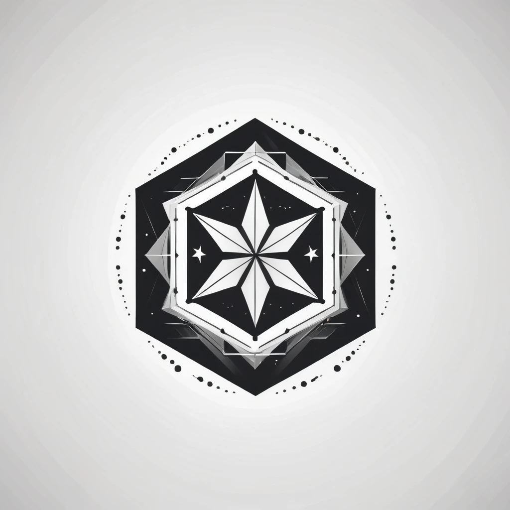 STARS logo design. with a geometric style, flat, without color gradations, with neat shapes in black and white, monochrome