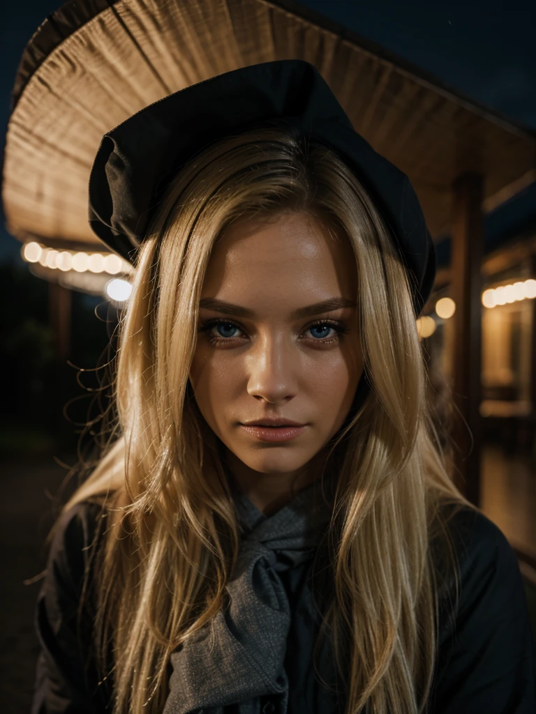 Best quality, 4K picture quality, Night's Solitude blonde girl clotches, big