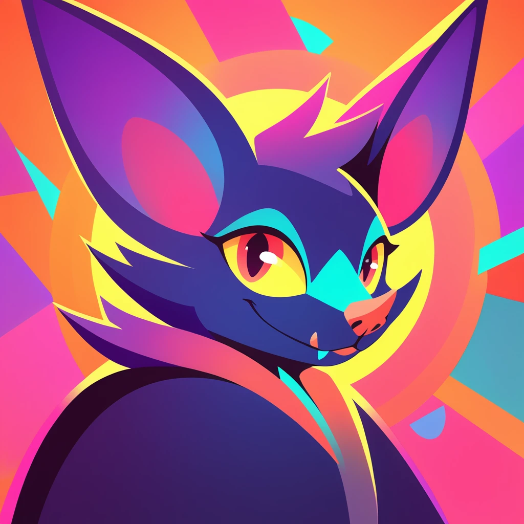 a bat looking at the camera in abstract art style
