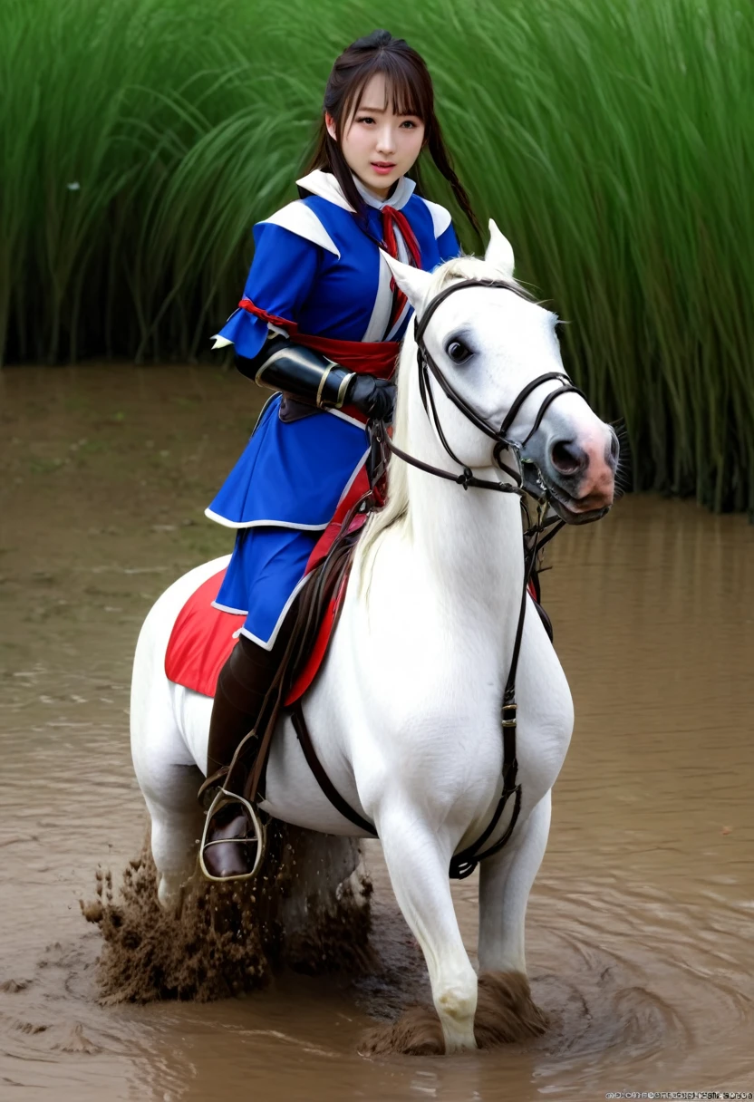 (((masterpiece))),(((Highest quality))),((Tabletop:1.4, Highest quality)), (Realな写真:1.4),
((1 cute girl knight)),rodeo,
(超High resolution:1.2),, wonderful, Very detailed CG Unity 8k wallpaper, Very detailed, High resolution,fat horse ridden by japanese girl,Chubby,Plump,Double,Red, white and blue outfit,Soaking in the swamp,Mud Splash,
Soft Light, Beautiful detailed girl, Droopy eyes,Very detailedな目と顔, Beautiful and exquisite nose, Beautiful and exquisite, horse ridden by a girl can't stand up because its drowned in the sticky muddy pitfall:10.0 ,Displeased face:4.0,Real,Stir,Anatomically correct,action horse riding scene while struggle fighting