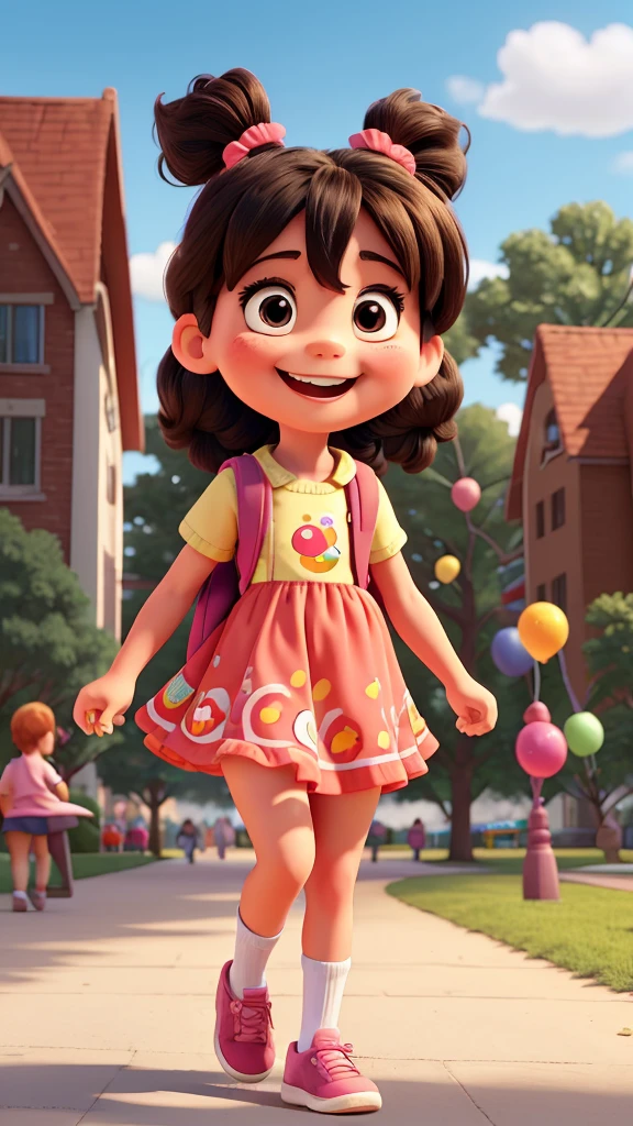 1. "Create a cartoon image of a cheerful with big, expressive eyes, playing in a park."
2. "Design a cartoon drawing of a happy child a bright smile, holding a balloon."
3. "Illustrate a cute cartoon child with pigtails, wearing a colorful dress, and playing with a toy."
4. "Draw a cartoon image of an energetic , running and laughing, with a sunny background."
5. "Sketch a cartoon of a joyful with a backpack, ready for an adventure."