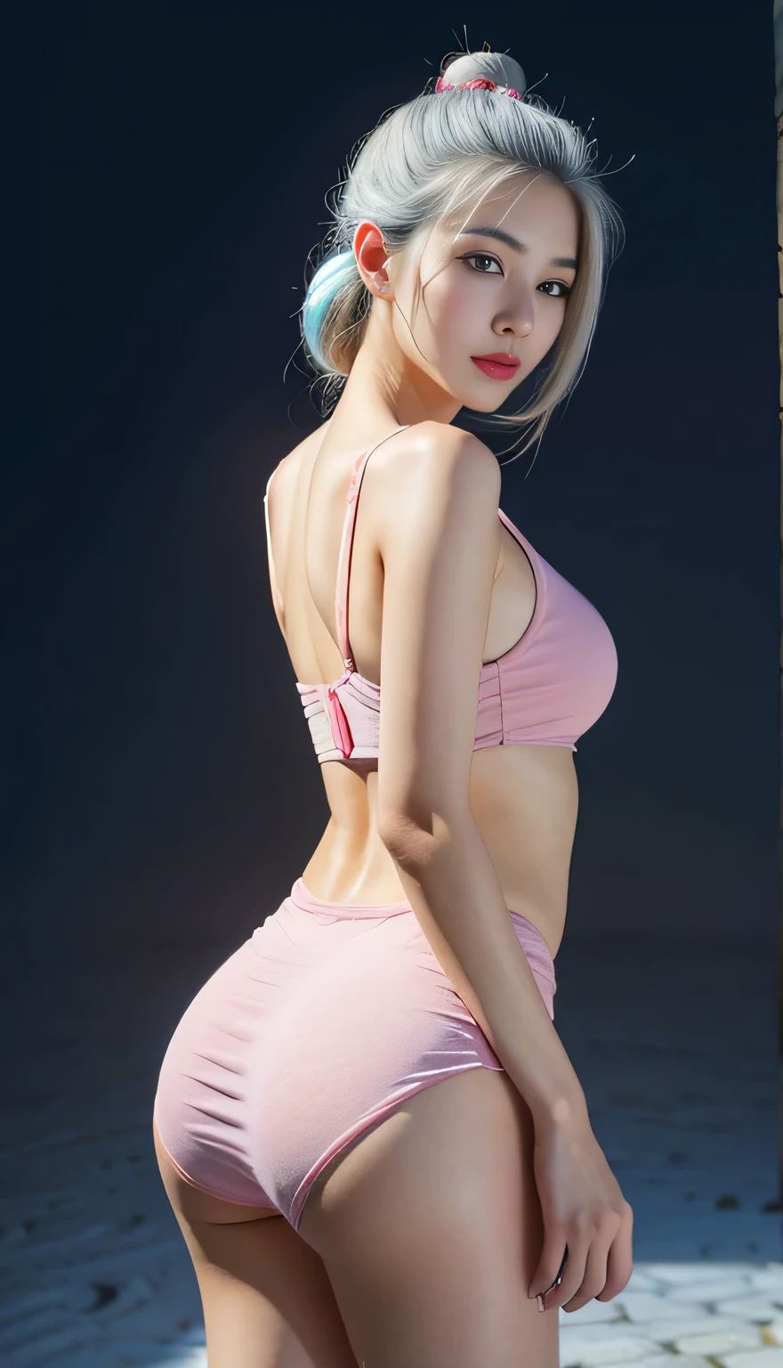 hair bobbles, wince, longeyelashes, solid circle eyes, light smile, ear blush, fang, ccurate, Surrealism, drop shadow, anaglyph, stereogram, tachi-e, ass pov, atmospheric perspective, 8K, super detail, best quality, award winning, super detail, uhd, anatomically correct, retina, masterpiece, textured skin, high details, best quality, highres, high quality, accurate,masterpiece, Amazing girl, Night Moon Full Moon, 1 female, Mature woman, elder sister, Royal elder sister, cold noodle, Poker face, Silver-white hair woman, Light pink lips, calm, Intellectuals, Three-banded grey eyes, Assassin's Dagger, Flower ball background, Card Details, Finger details, Facial details, Eye details,((Long silk dress)),((White chest wrap)),((Wearing a phoenix crown on his head)),
