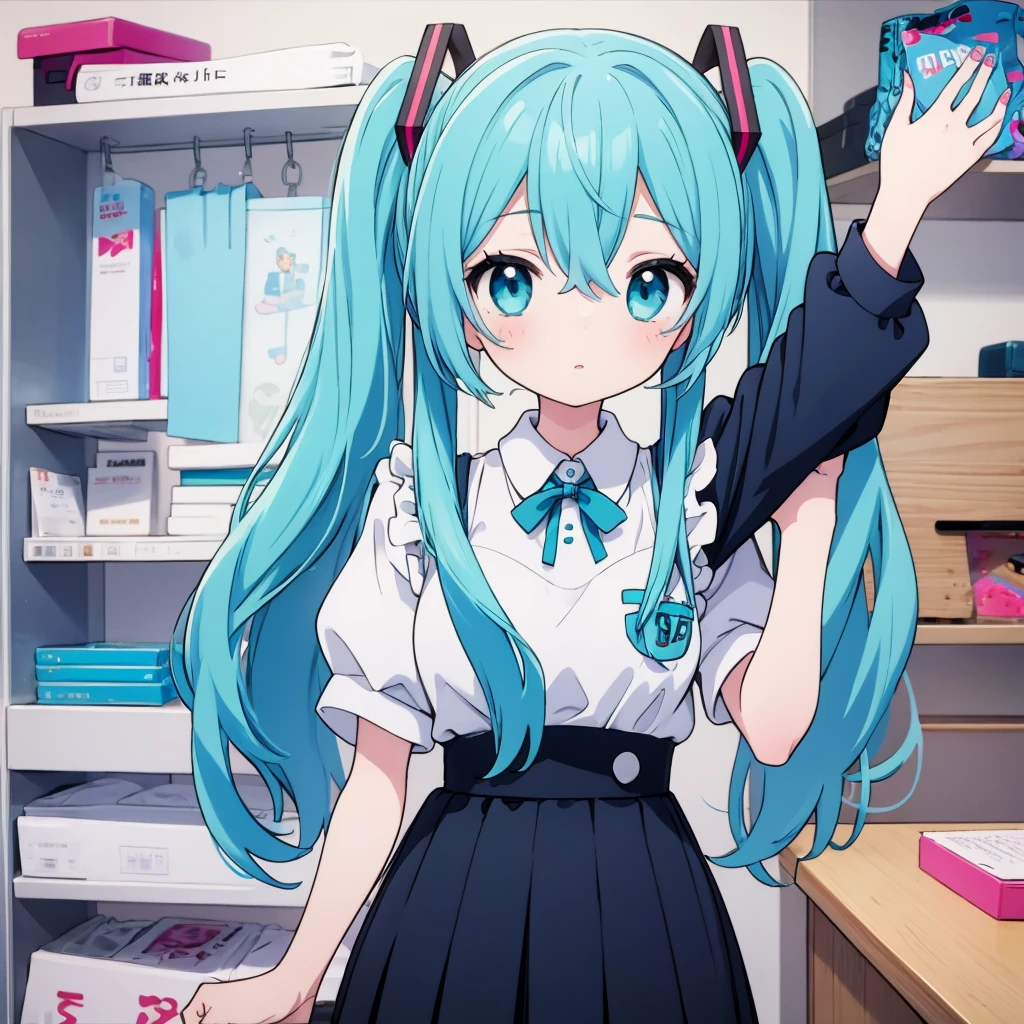Hatsune Miku,1girl,,nursery uniform smock,