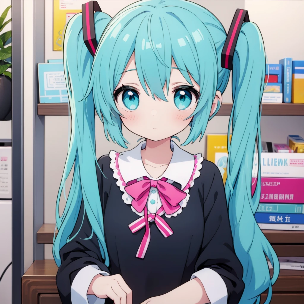 Hatsune Miku,1girl,,nursery uniform smock,