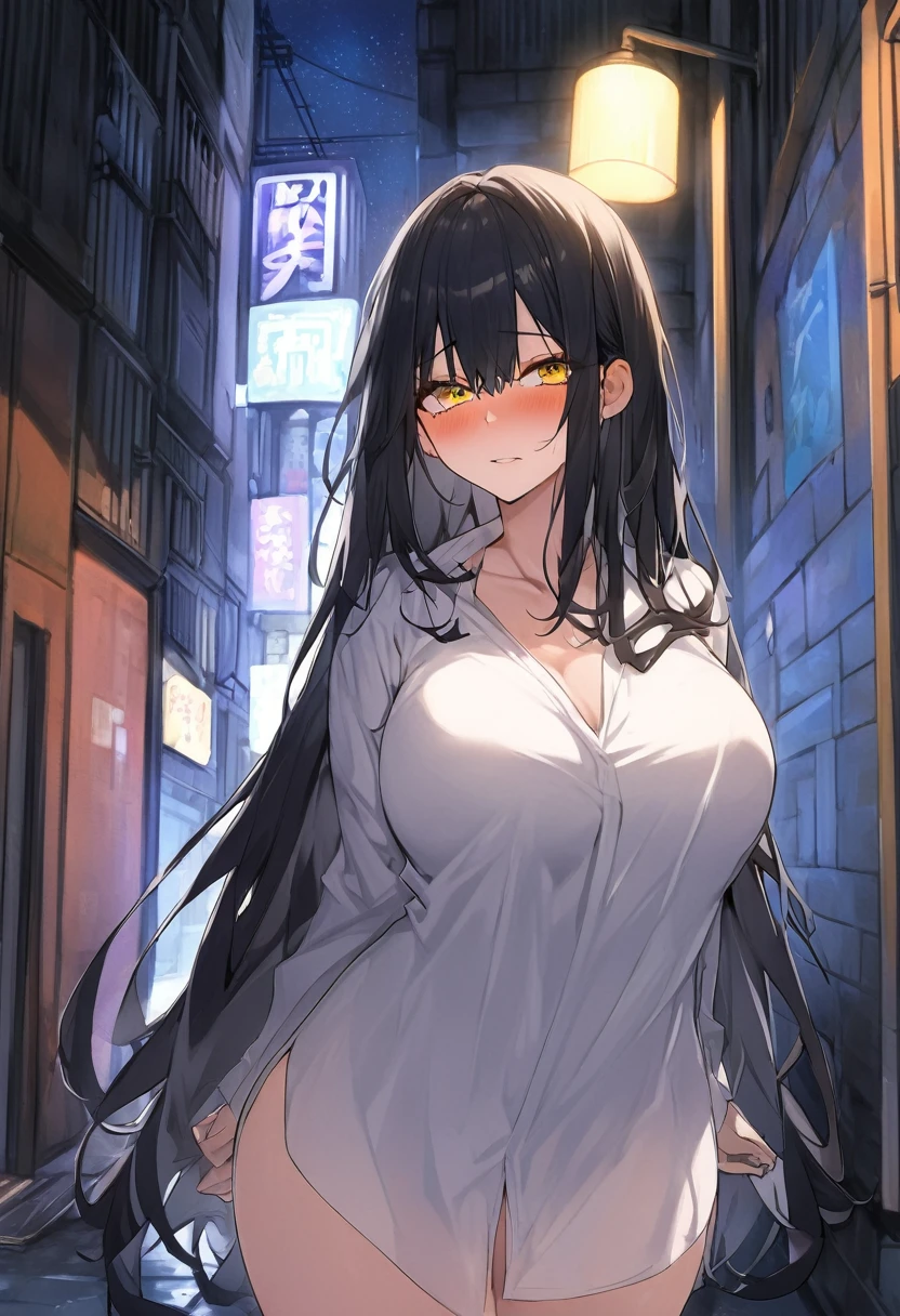 highres, highest quallity, illustration, ultra detailed, (detailed face), (detailed eyes), soft lighting, best quality, hazy glow, dreamy atmosphere, hyper detailed, masterpiece, 1girl, solo,black long hair, (black eyes:1.2), (white tank top:1.0), luminous eyes, (colorful), (Looking Down from Above:1.8), (upturned eyes :1.5), outdoors, clouds, tall buildings in background, industrial, public transportation, urban, concrete, sidewalk,summer, black choker, silver bracelet,(wet:0.8),(sweat:0.8) ,backlighting, Radiant Sunset, Golden Embrace, Vibrant Twilight, Ablaze in Colors, Serenading Sun, looking pleasured, (Beaming face,:1.2), (blush:1.3), Gleaming eyes, Sparkling gaze, (looking at viewer:1.2), (big laugh:1.3), great joy,open mouth,heart