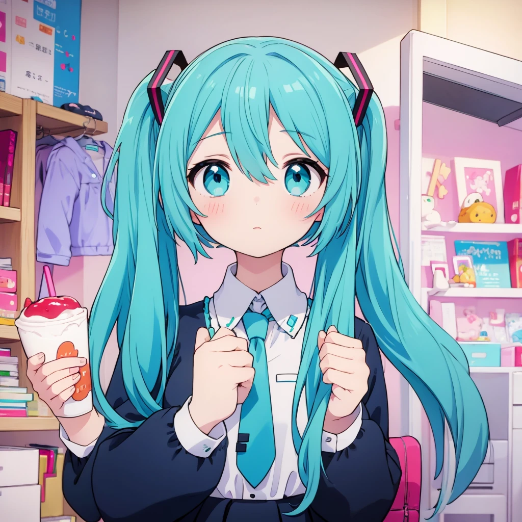 Hatsune Miku,1girl,,nursery uniform smock,