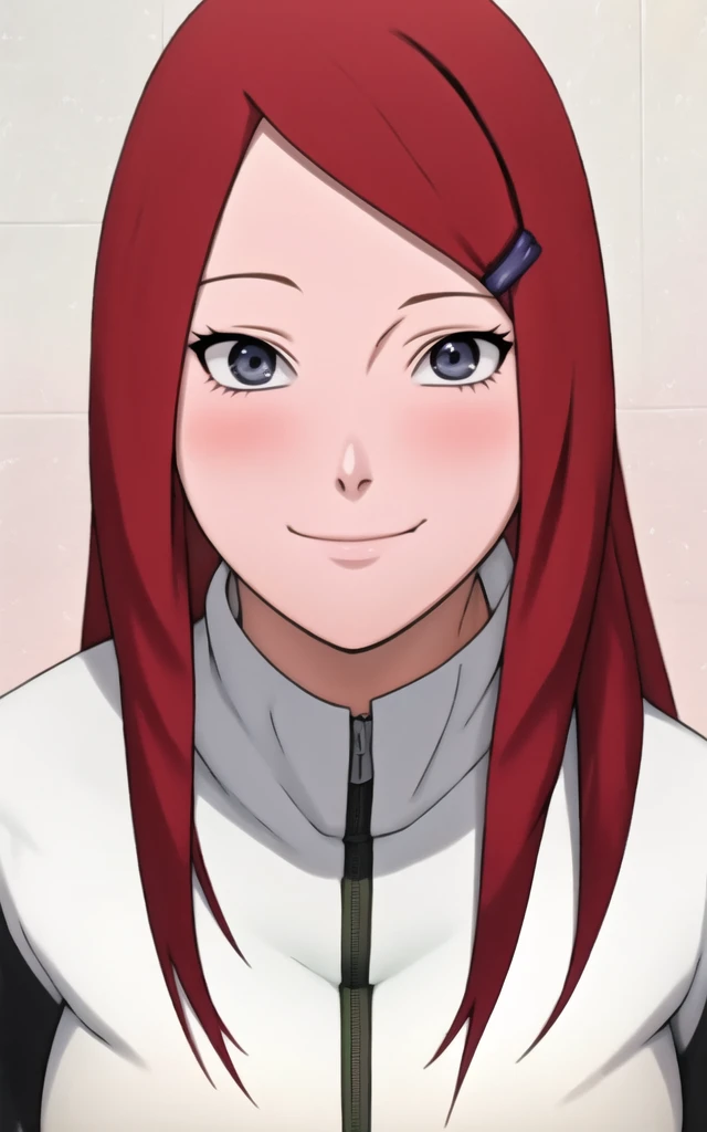 full body, uzumaki kushina, Kushina Uzumaki, masterpiece, high quality, UHD Quality, 4k Quality, perfect, perfection, perfect all,
long red hair, hair ornament, swept bangs, gray eyes, hairclip, perfect face, perfect body, perfect hair, expressive eyes, Soft smile, perfect waist, blushing, naked