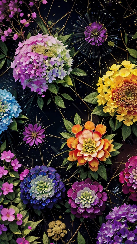 rain、Hydrangea background、Colorful hydrangeas、Hydrangea scenery、firework、firework大会、Rainbow colorsのfireworkが打ちあがっている瞬間、夜nullとともに、、紫陽花景色で壮大なfirework、future都市、Highest quality、masterpiece, (Diffuse reflection of light:1.2), When the fantastic rainbow turns into shadow, bathed in a mystical atmosphere, Cast magic spells. evoke a sense of wonder and awe. A fusion of natural grandeur and magic, Weaving dreams into reality. Behold, null, And the unknown, Fleeting、And an eternal moment, 16K, Ultra-high resolution.Realistic, Ultra-high resolution, to be born,future、Rainbow colorsに光り輝く、Rainbow colors、The world 30 years from now。