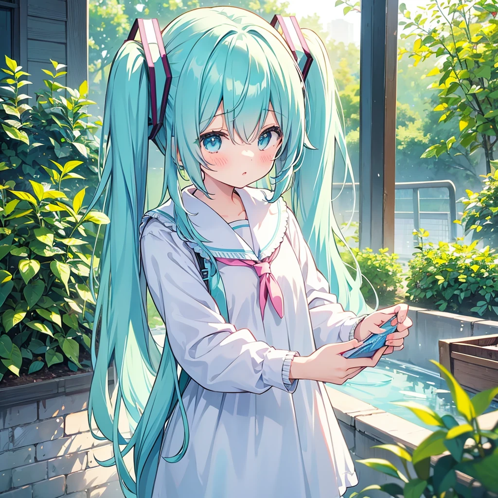 Hatsune Miku,1girl,,nursery uniform smock,