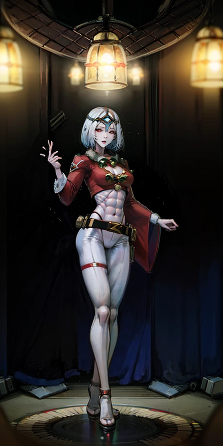 (((1 girl))), (Cassia Orsellio), (short white hair), (Red eyes), , (((wearing a sexy Santa suit))), (Full body view), (in the motel room), (((slender, muscular legs))), thin waist, Stomach Muscles, big ass, (((Full body photo))), black high heel shoes, (standing with one eye closed and showing her very sensual tongue), (((very sensual expression))), (HDR), eye reflection, extended eyes, extended eyes, moody, cheered up, minimalism, cheered up style, ray tracing, cinematic lighting, cinematic lighting, shine, shine, jpeg artifacts, bright light, rays of god, ray tracing, drop shadow, panorama, Sony FE, from behind, below, below, UHD, piece of teacher, necessary, necessary, anatomically correct, super detail, high quality , Best Quality , very high, 16k
