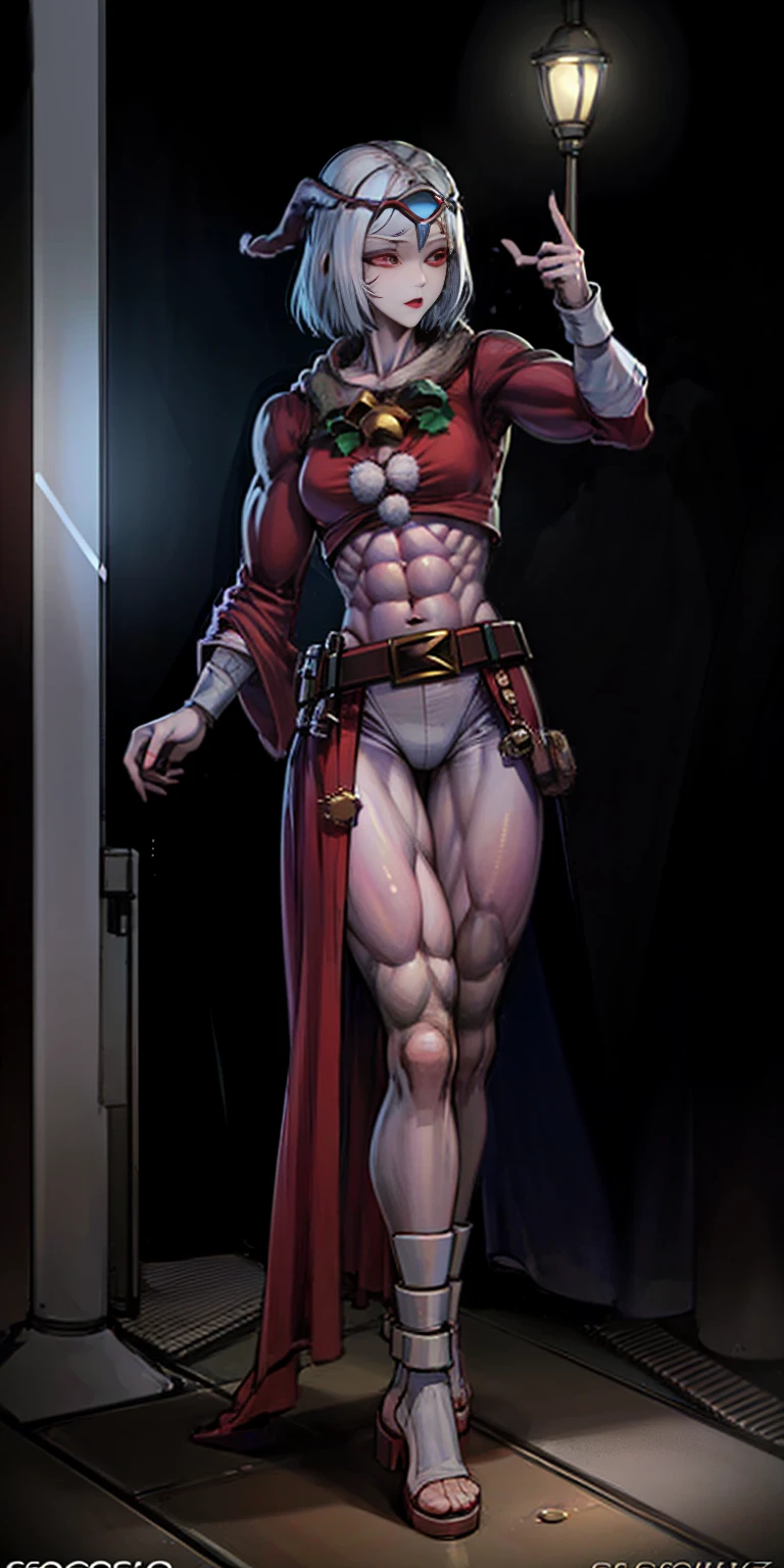 (((1 girl))), (Cassia Orsellio), (short white hair), (Red eyes), , (((wearing a sexy Santa suit))), (Full body view), (in the motel room), (((slender, muscular legs))), thin waist, Stomach Muscles, big ass, (((Full body photo))), black high heel shoes, (standing with one eye closed and showing her very sensual tongue), (((very sensual expression))), (HDR), eye reflection, extended eyes, extended eyes, moody, cheered up, minimalism, cheered up style, ray tracing, cinematic lighting, cinematic lighting, shine, shine, jpeg artifacts, bright light, rays of god, ray tracing, drop shadow, panorama, Sony FE, from behind, below, below, UHD, piece of teacher, necessary, necessary, anatomically correct, super detail, high quality , Best Quality , very high, 16k