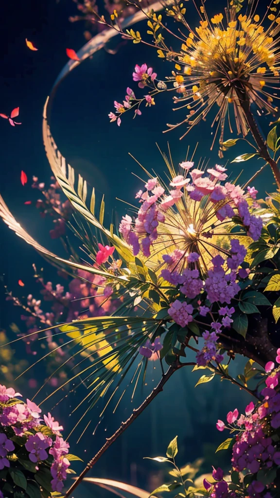 fireworkと紫陽花の背景、Colorful hydrangeas、Hydrangea scenery、firework、firework大会、Rainbow colorsのfireworkが打ちあがっている瞬間、夜nullとともに、、紫陽花景色で壮大なfirework、future都市、Highest quality、masterpiece, (Diffuse reflection of light:1.2), When the fantastic rainbow turns into shadow, bathed in a mystical atmosphere, Cast magic spells. evoke a sense of wonder and awe. A fusion of natural grandeur and magic, Weaving dreams into reality. Behold, null, And the unknown, Fleeting、And an eternal moment, 16K, Ultra-high resolution.Realistic, Ultra-high resolution, to be born,future、Rainbow colorsに光り輝く、Rainbow colors、The world 30 years from now。