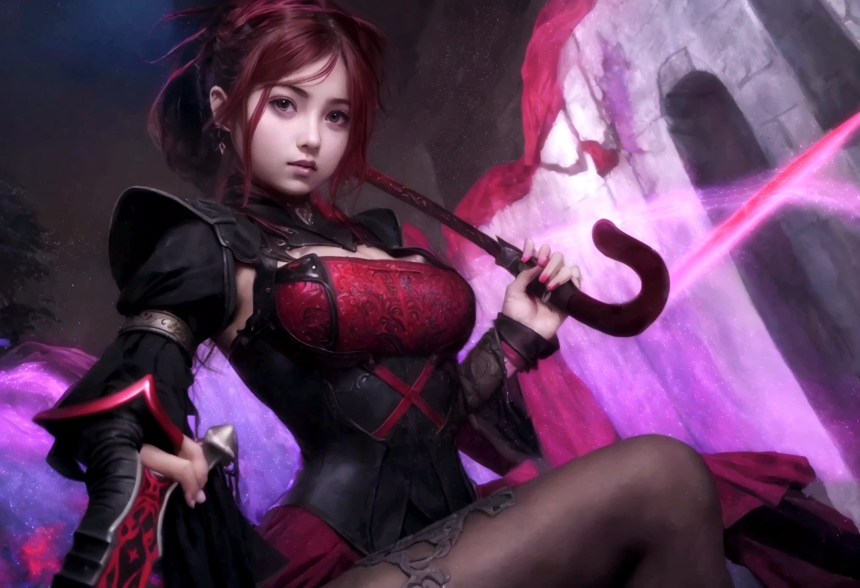 Girl holding a red sword