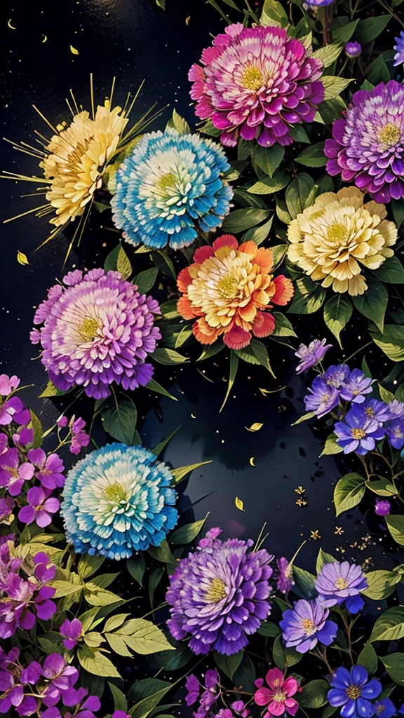fireworkと紫陽花の背景、Colorful hydrangeas、Hydrangea scenery、firework、firework大会、Rainbow colorsのfireworkが打ちあがっている瞬間、夜nullとともに、、紫陽花景色で壮大なfirework、future都市、Highest quality、masterpiece, (Diffuse reflection of light:1.2), When the fantastic rainbow turns into shadow, bathed in a mystical atmosphere, Cast magic spells. evoke a sense of wonder and awe. A fusion of natural grandeur and magic, Weaving dreams into reality. Behold, null, And the unknown, Fleeting、And an eternal moment, 16K, Ultra-high resolution.Realistic, Ultra-high resolution, to be born,future、Rainbow colorsに光り輝く、Rainbow colors、The world 30 years from now。