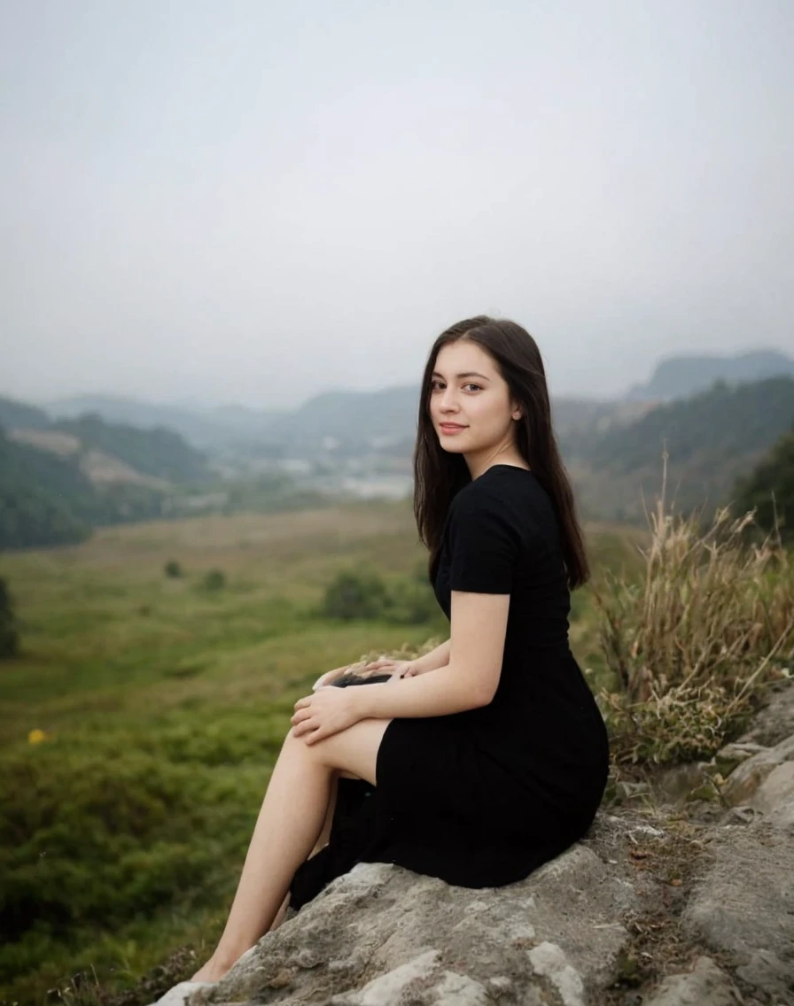 ((best quality)), ((masterpiece)), (detailed),(purple eyes), ((field of flowers)), perfect face, happy young woman, beautiful young woman, young woman tucking her hair behind her ear, laughing, happy, smile, wholesome, daisy behind ear, hair tucked behind her ear, long plaited hair, long perfect hair, slight blush, ((green eyes)), ethereal eyes, big eyes, blonde hair, detailed eyes, perfect iris, perfect eyes, symmetrical eyes, symmetrical face, happy on a field of flowers