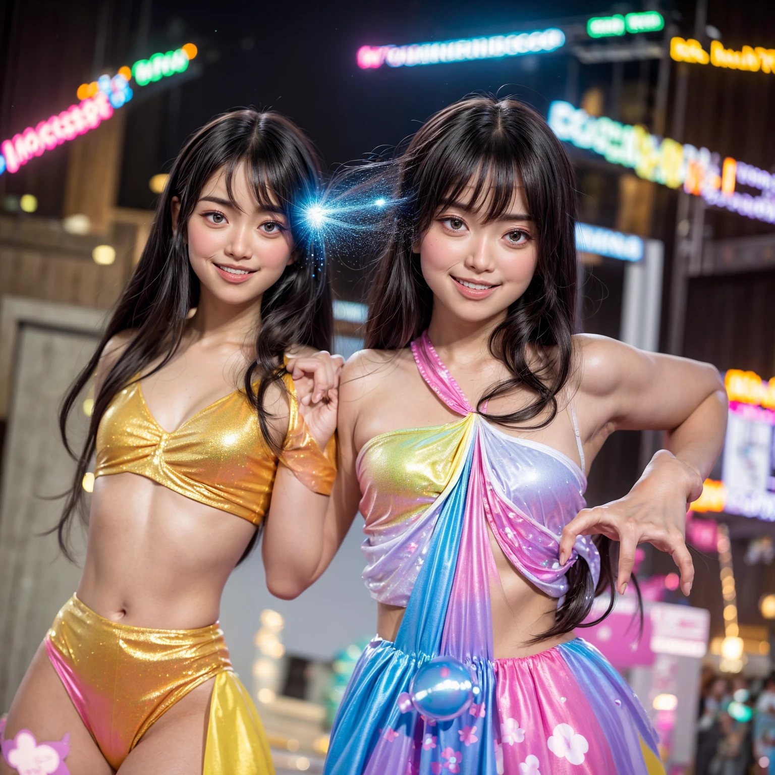 ((ExtremelyDetailed (PUNIPUNI KAWAII 12 Girls in a row:1.37) Shibuya Hachiko-mae scramble crossing)), (masterpiece 8K TopQuality:1.2) (ProfessionalPhoto:1.37), {(Standing Full Body:1.2)|Dancing}, Different types of hair colors, {(White(skinny school swimwear))|SchoolUniform|Tutu}, {(Hidden Hand)|(Corrected Like hand)}, (Joyful Expressions LifeLike Rendering), PerfectLighting (RainbowColor particles:1.2)(Dazzling Blurred ColorfulLights) MotionBlur  BREAK  (Acutance:0.8) Impeccable Radiant PearlSkin with Transparency . (((no extra limbs))) (Exposed:-0.5)